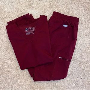 Figs Burgundy/ Maroon Scrub Set